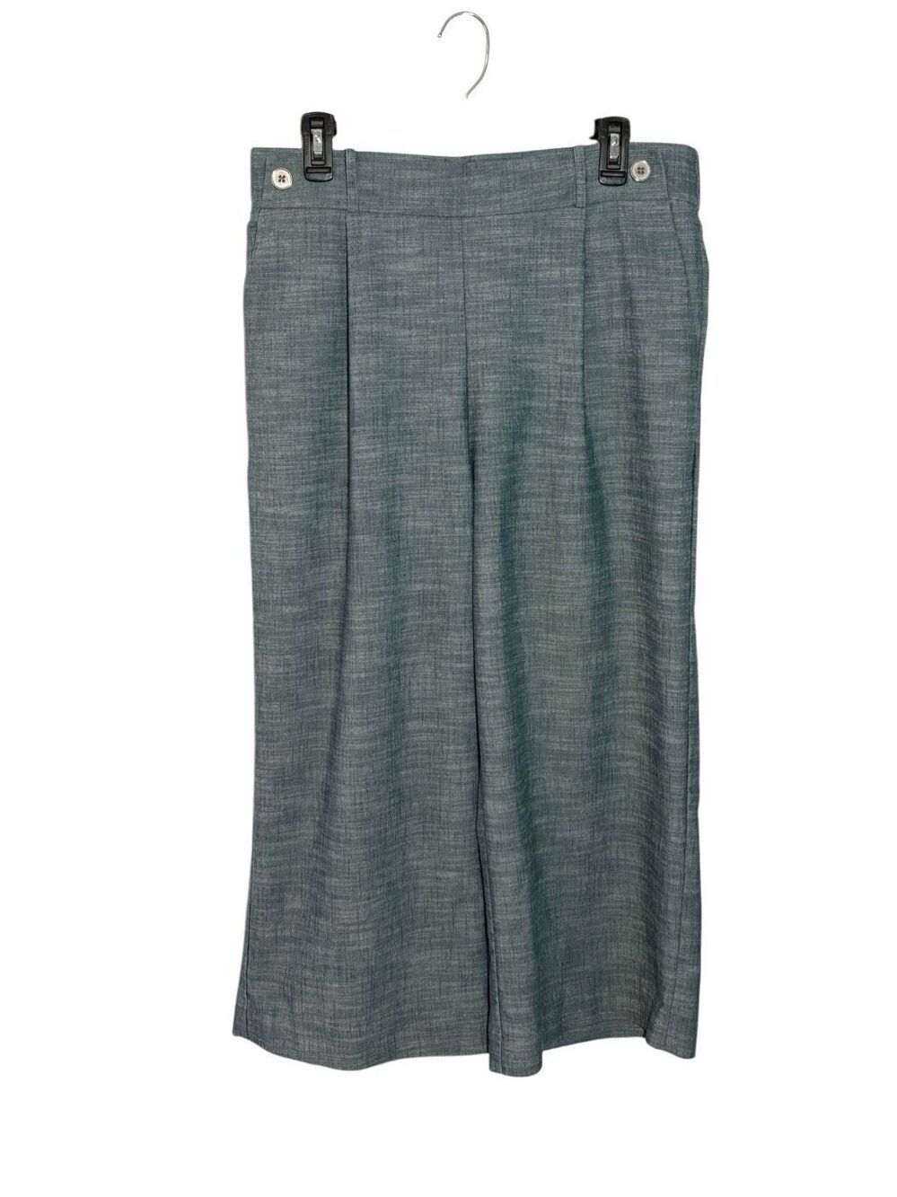 Nanette Lepore sage green cotton blend wide leg pull on crop trouser - L